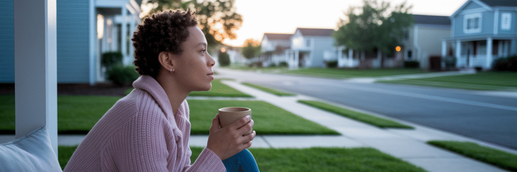 Person finding calm at home.