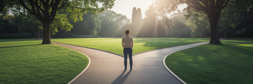 Person choosing a new path.