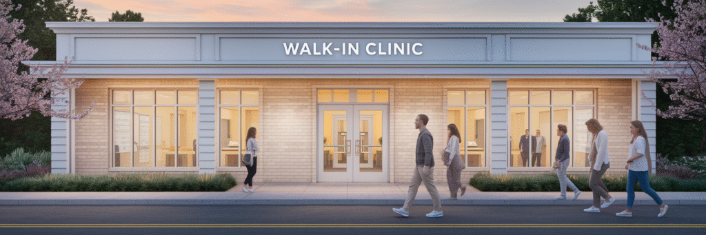 Modern walk-in clinic in Virginia.
