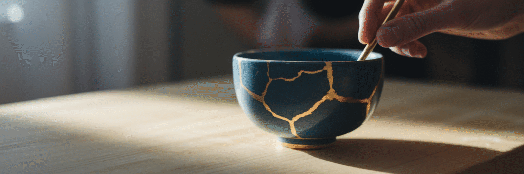 Kintsugi bowl representing integrated mental healing.