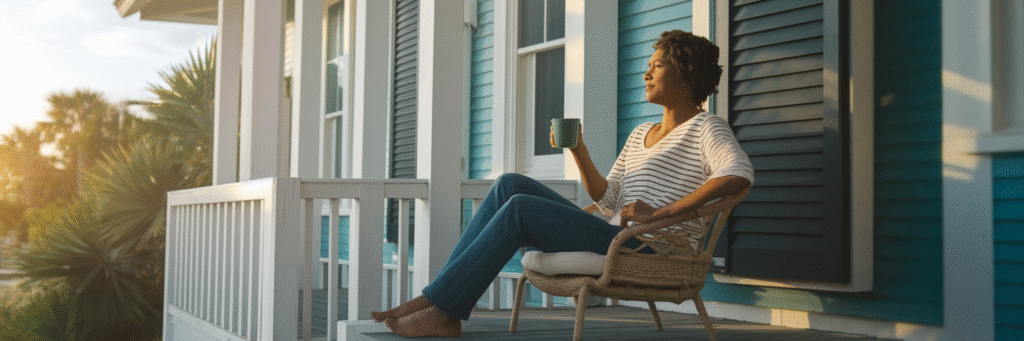 Person relaxing at home in Florida.
