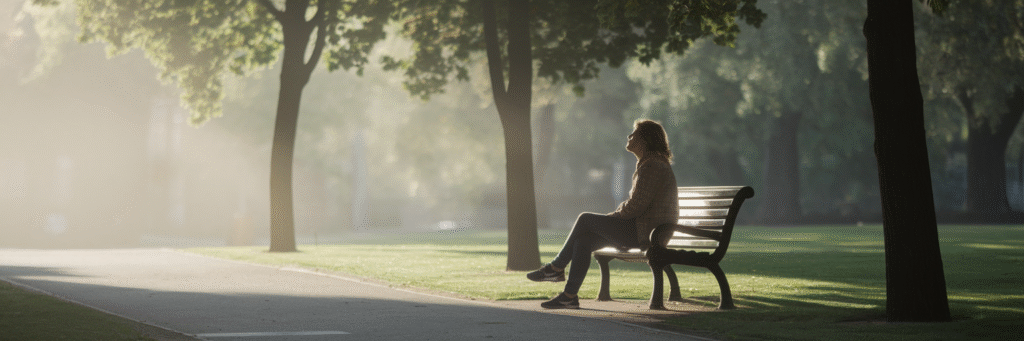 Person finding a moment of peace outdoors.