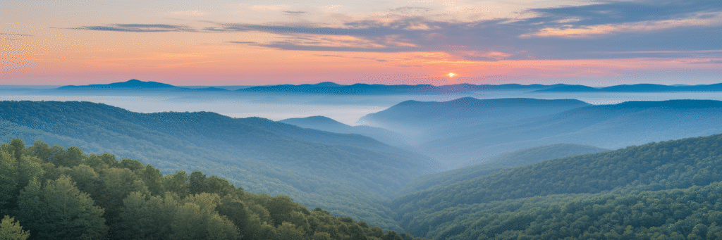 Hopeful sunrise over Virginia's Blue Ridge Mountains