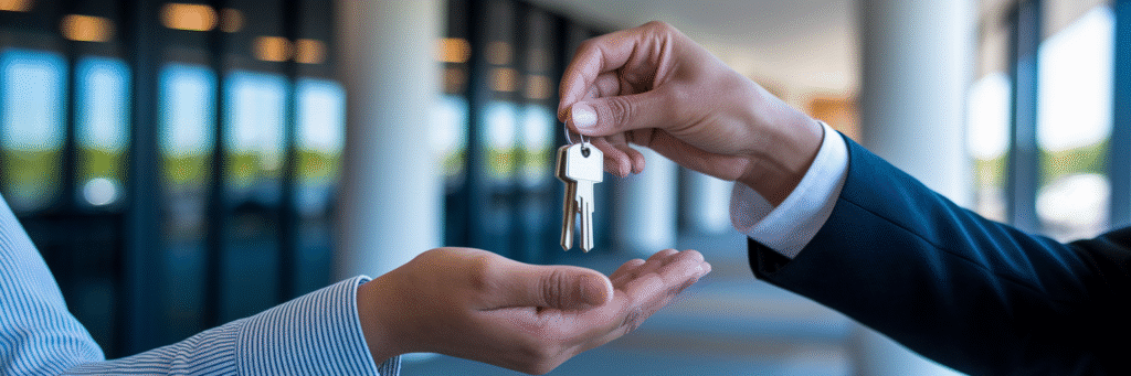 Person receiving keys after work physical.