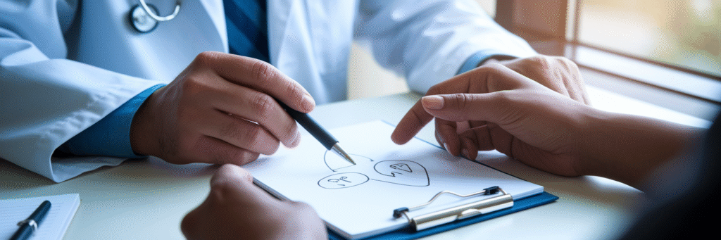 Doctor explaining health plan to a patient.