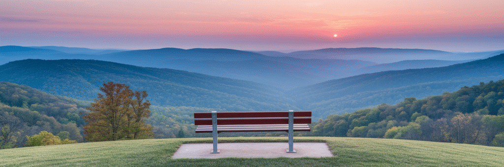 Peaceful sunrise over Virginia's Blue Ridge Mountains.