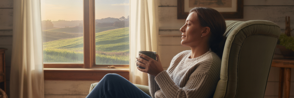 Person finding peace at home in Maryland.