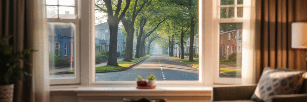 Hopeful view from window onto Maryland street.