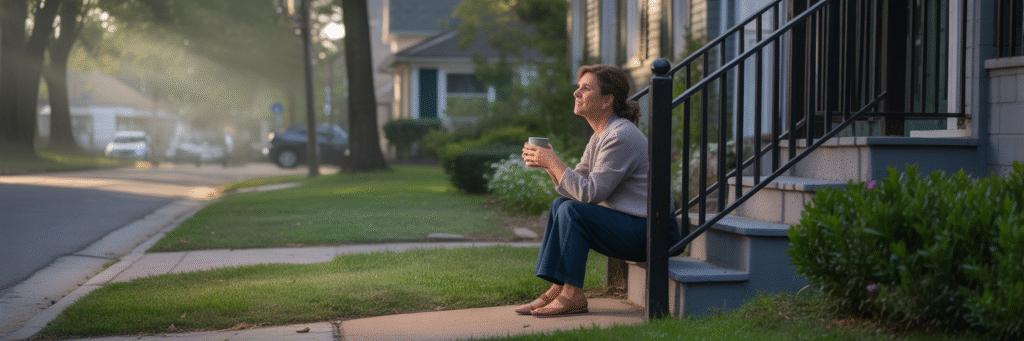 Parent enjoying a peaceful morning in Maryland.