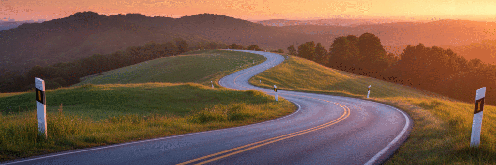 Virginia country road at sunrise.