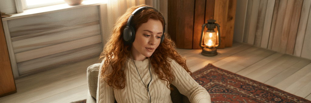 Person receiving virtual support at home